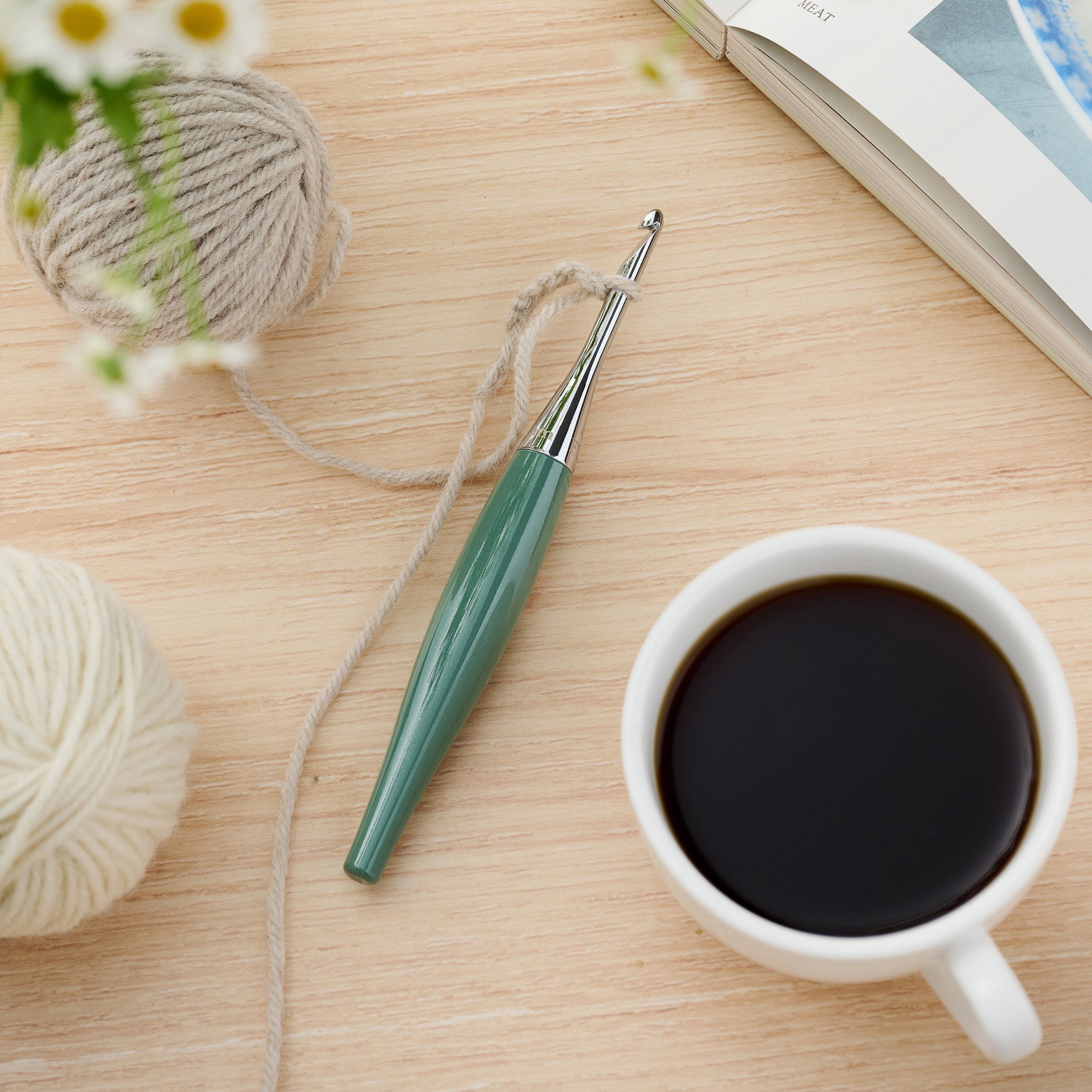 Odyssey® II Crochet Hook in Juniper Odyssey II FurlsCrochet 