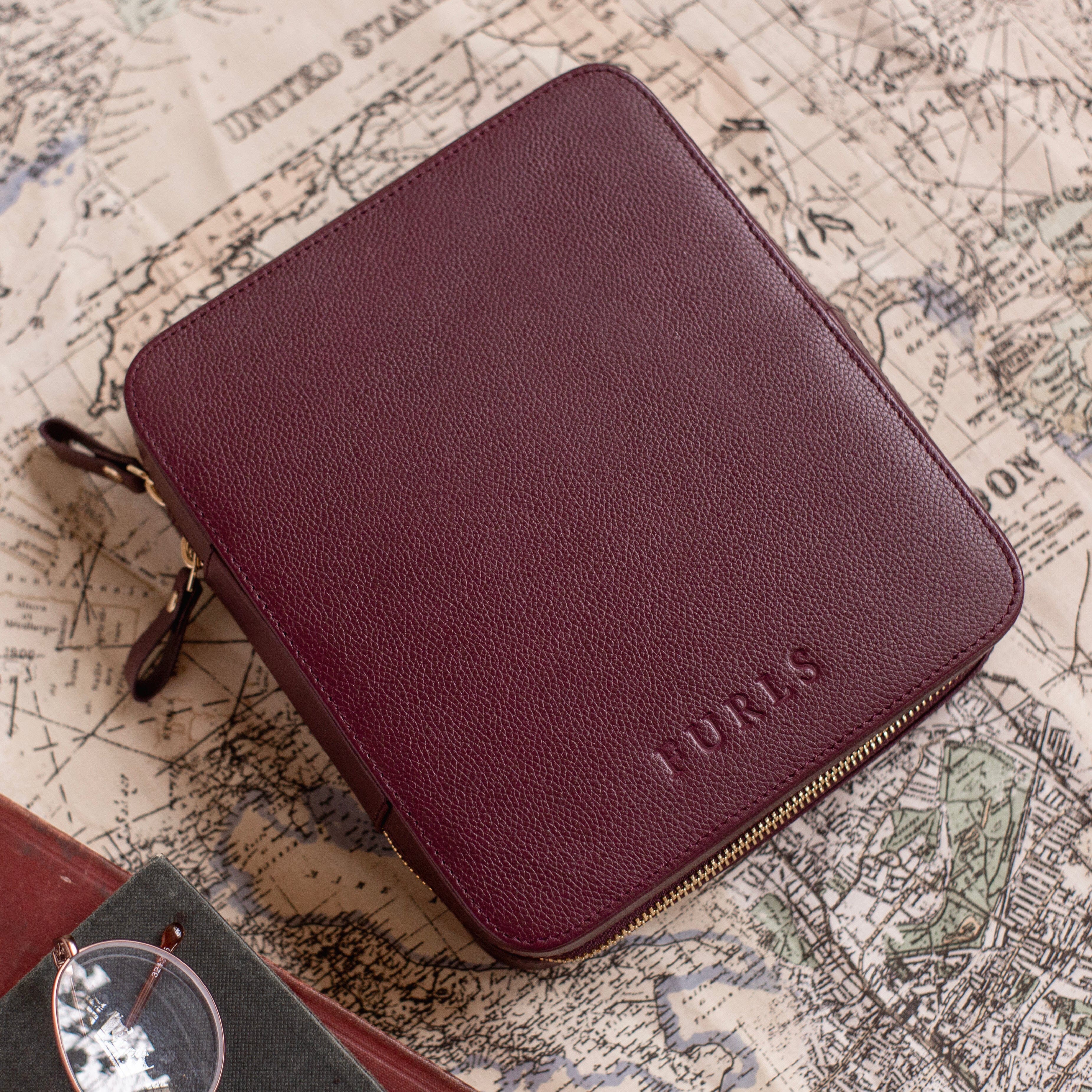 The Safekeep – 10 Hook Leather Travel Case Travel Accessories FurlsCrochet Plum 